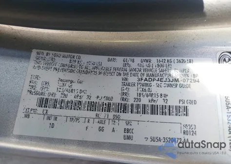 2018 Ford Fiesta Se z USA, uszkodzony, nr VIN 3FADP4EJ3JM107294